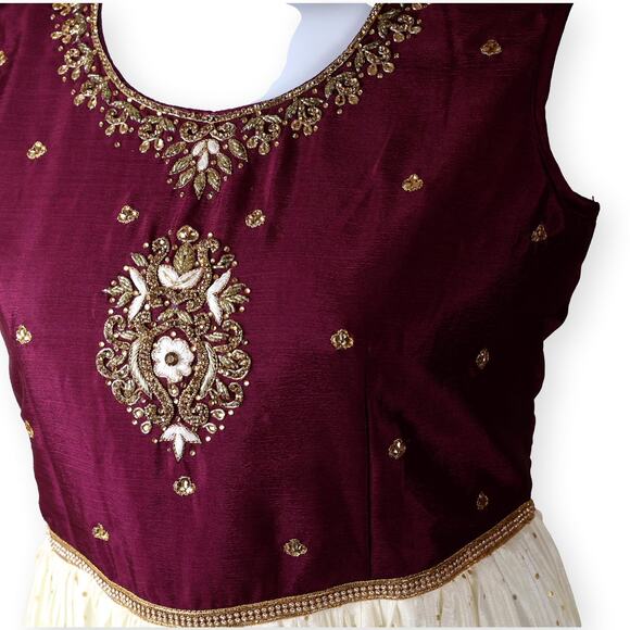 Chidithur Wine Purple Cream Girls Maxi Dress XXL NWT - Picture 3 of 10